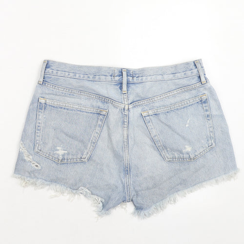 Agolde Womens Blue Cotton Cut-Off Shorts Size 30 in Regular Button