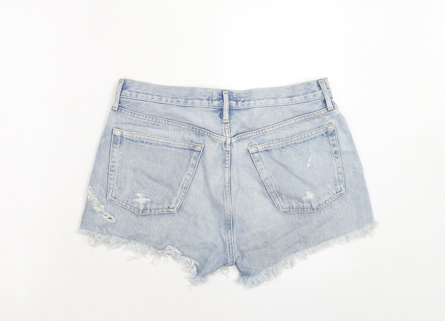 Agolde Womens Blue Cotton Cut-Off Shorts Size 30 in Regular Button