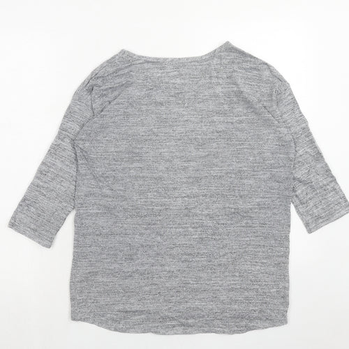 Blonde + Blonde Womens Grey Polyester Basic T-Shirt Size 12 Boat Neck - Paris