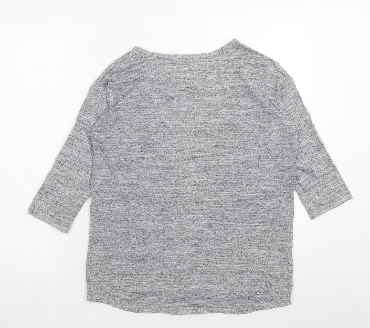 Blonde + Blonde Womens Grey Polyester Basic T-Shirt Size 12 Boat Neck - Paris