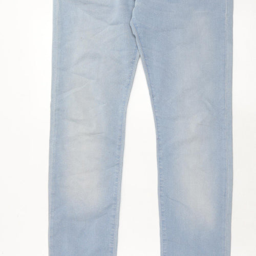 HUGO BOSS Mens Blue Cotton Skinny Jeans Size 31 in L34 in Regular Zip