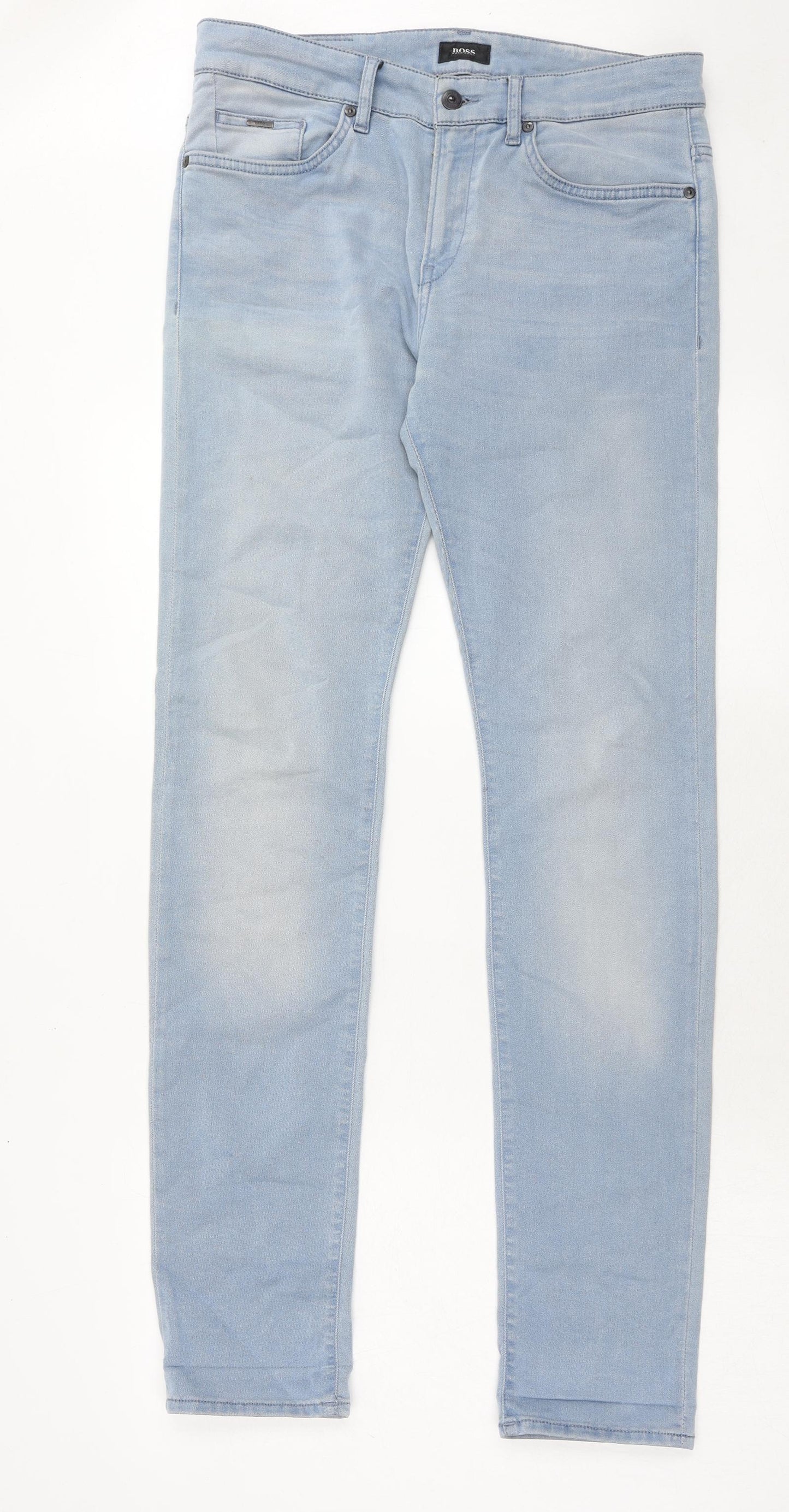 HUGO BOSS Mens Blue Cotton Skinny Jeans Size 31 in L34 in Regular Zip