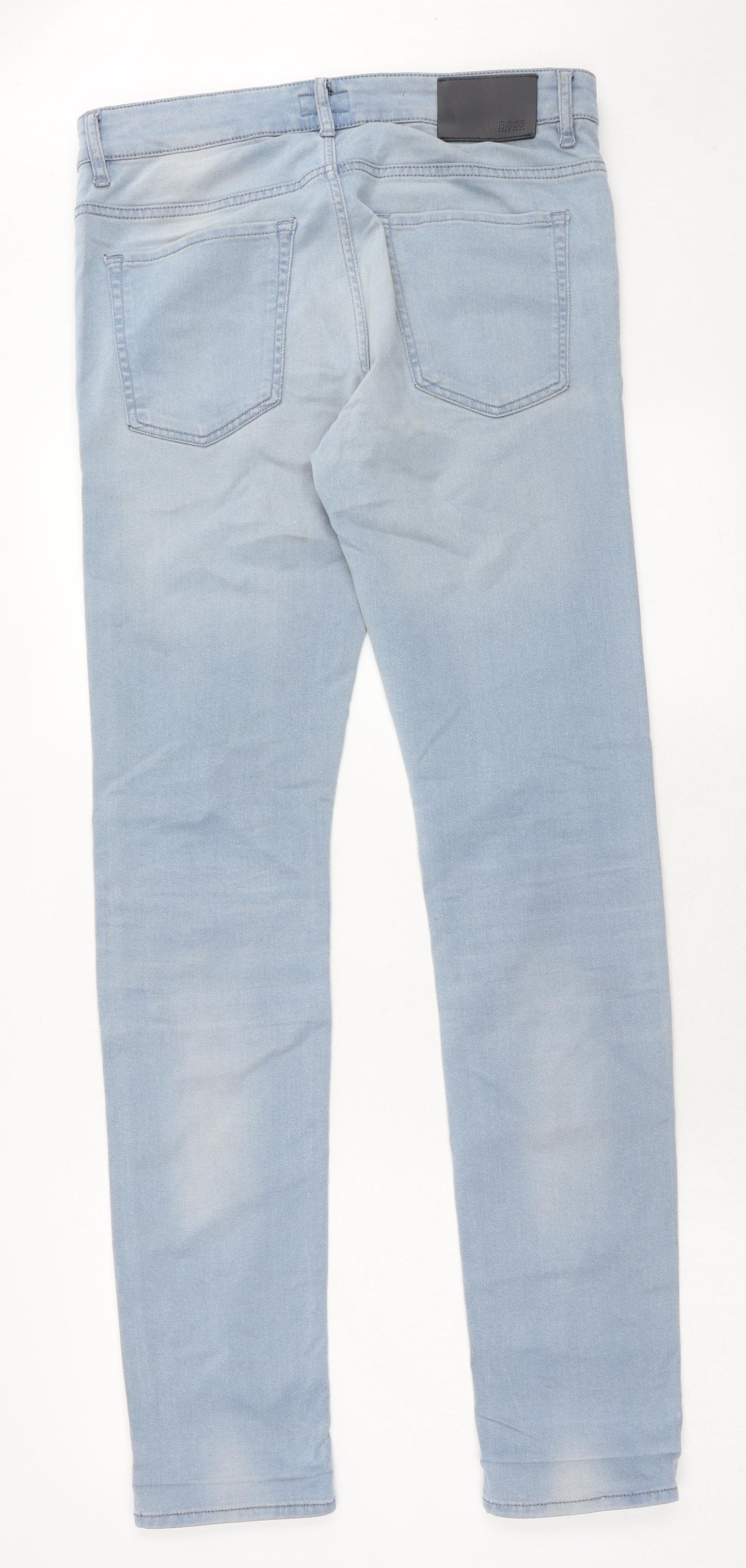 HUGO BOSS Mens Blue Cotton Skinny Jeans Size 31 in L34 in Regular Zip