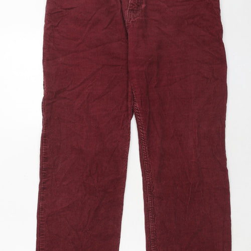Classic Mens Red Cotton Trousers Size 34 in Regular Zip