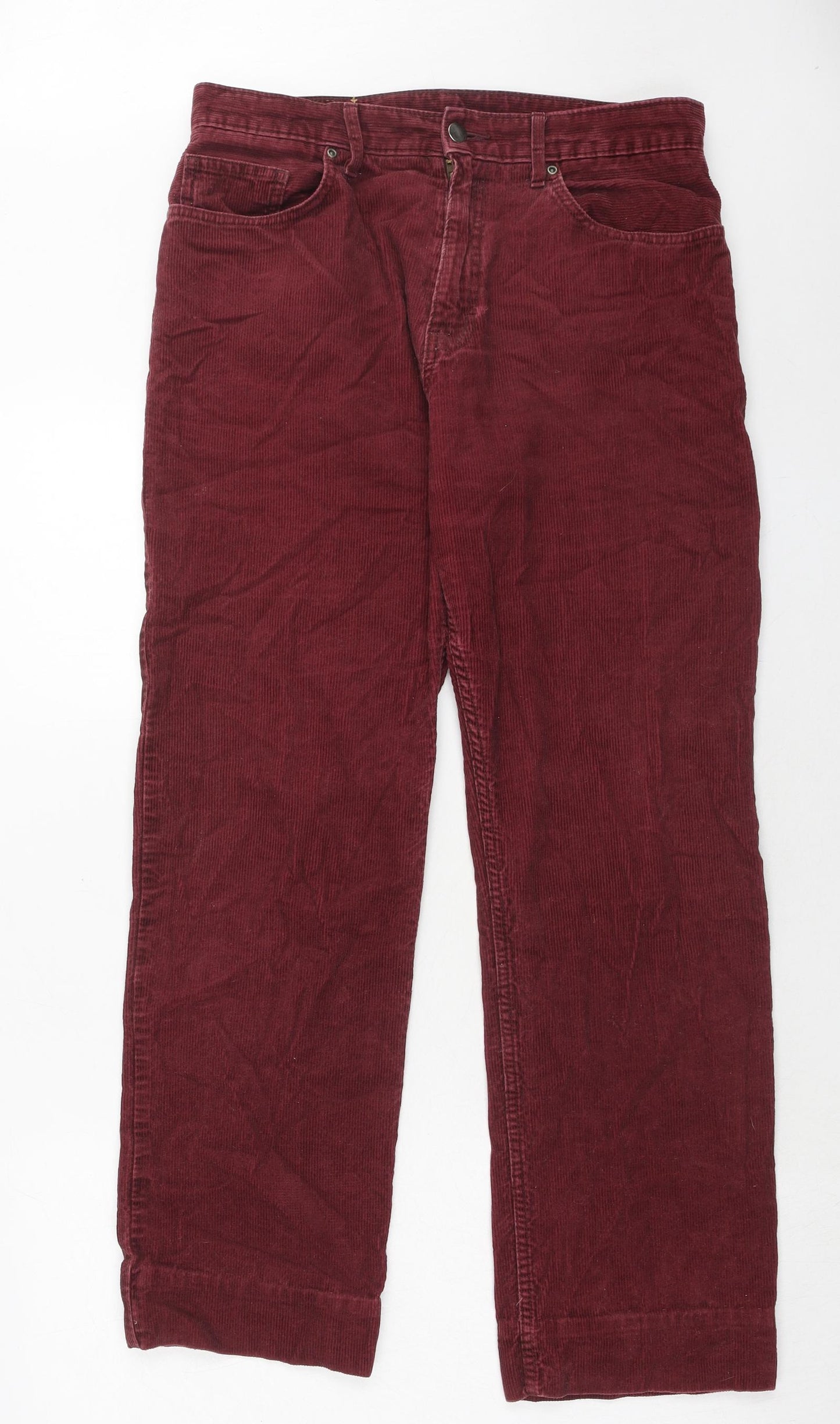 Classic Mens Red Cotton Trousers Size 34 in Regular Zip