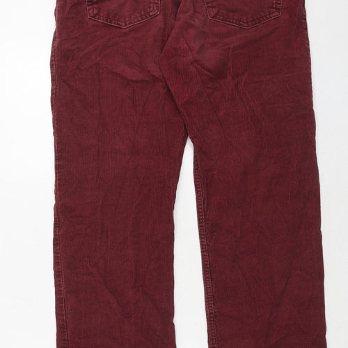 Classic Mens Red Cotton Trousers Size 34 in Regular Zip