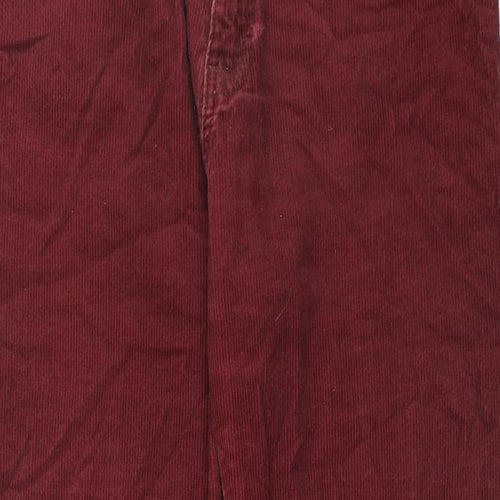 Classic Mens Red Cotton Trousers Size 34 in Regular Zip
