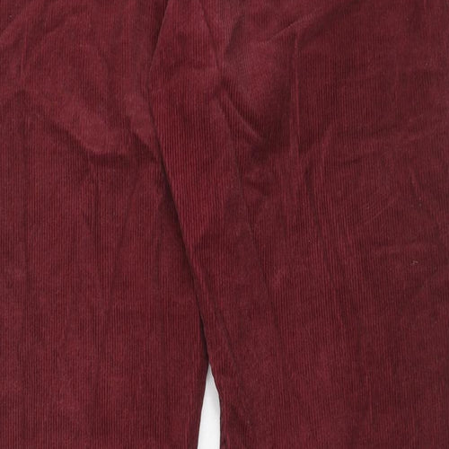 Classic Mens Red Cotton Trousers Size 34 in Regular Zip