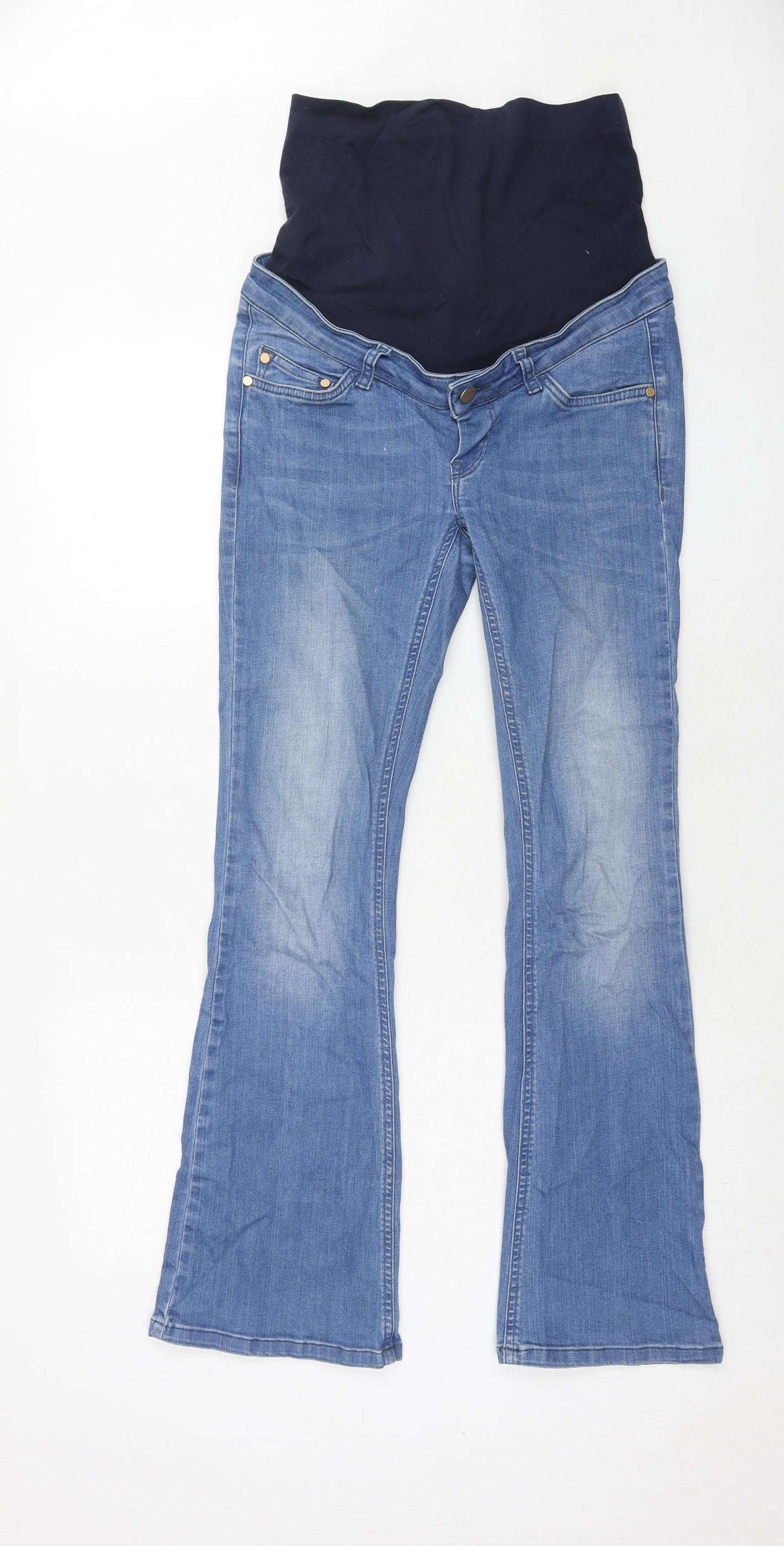 Blooming Marvellous Womens Blue Cotton Straight Jeans Size 10 Regular Button