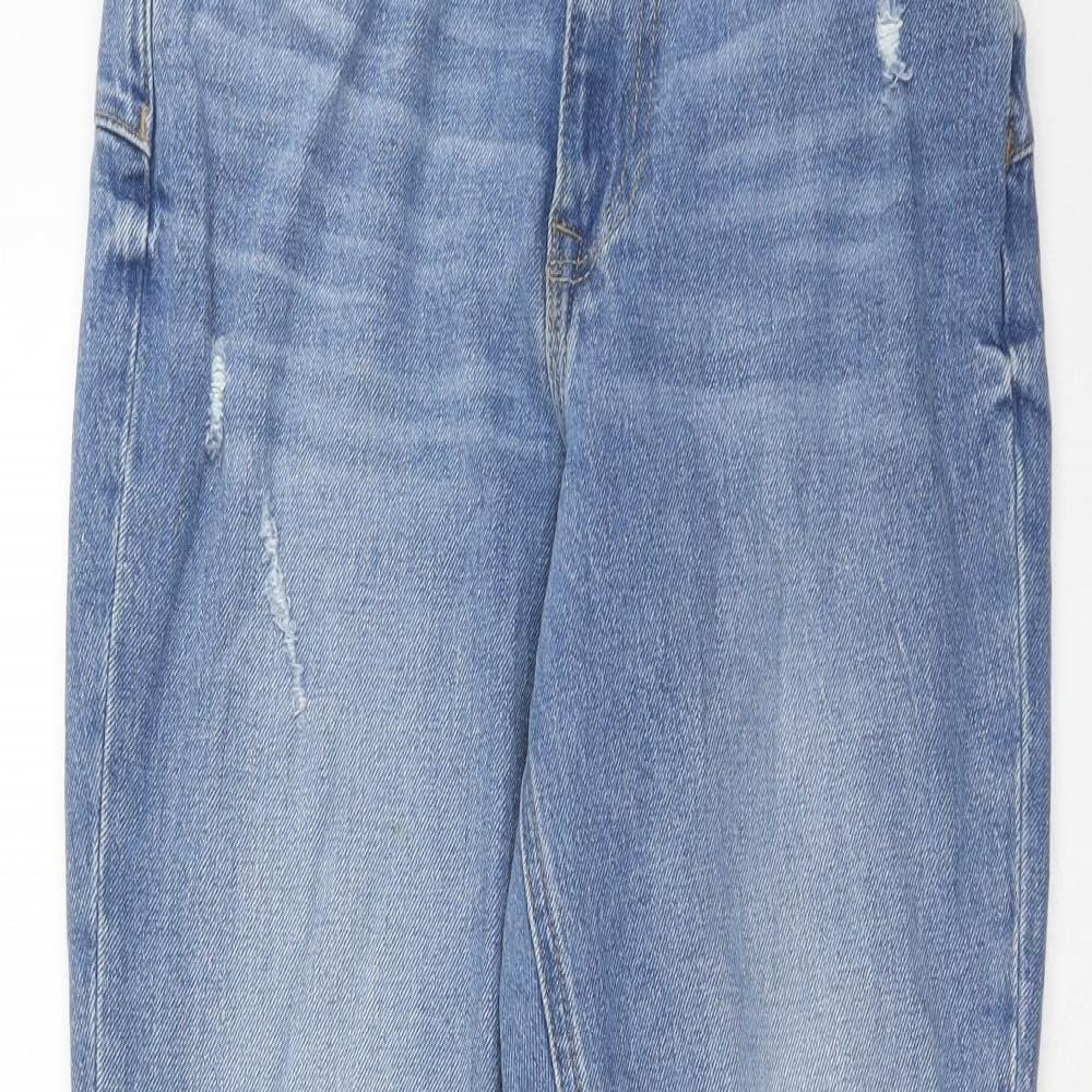 River Island Womens Blue Cotton Mom Jeans Size 8 Regular Zip
