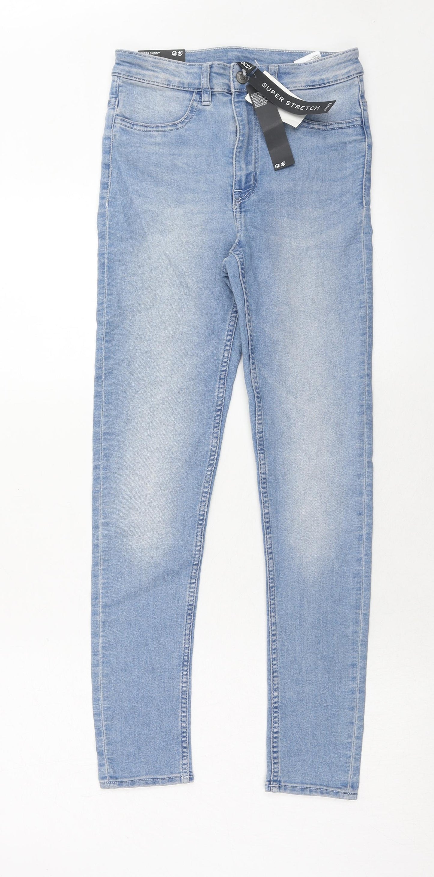 H&M Womens Blue Cotton Skinny Jeans Size 8 Regular Zip