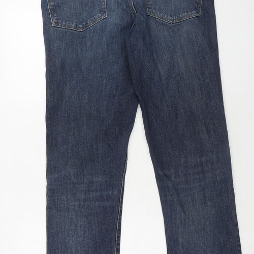 Landsend Mens Blue Cotton Straight Jeans Size 35 in Regular Zip