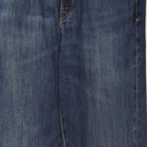 Landsend Mens Blue Cotton Straight Jeans Size 35 in Regular Zip