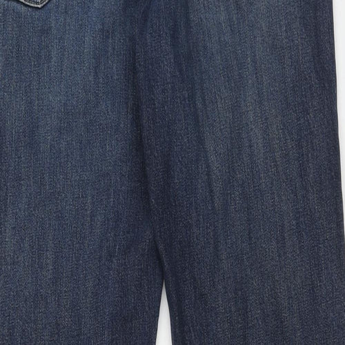 Landsend Mens Blue Cotton Straight Jeans Size 35 in Regular Zip