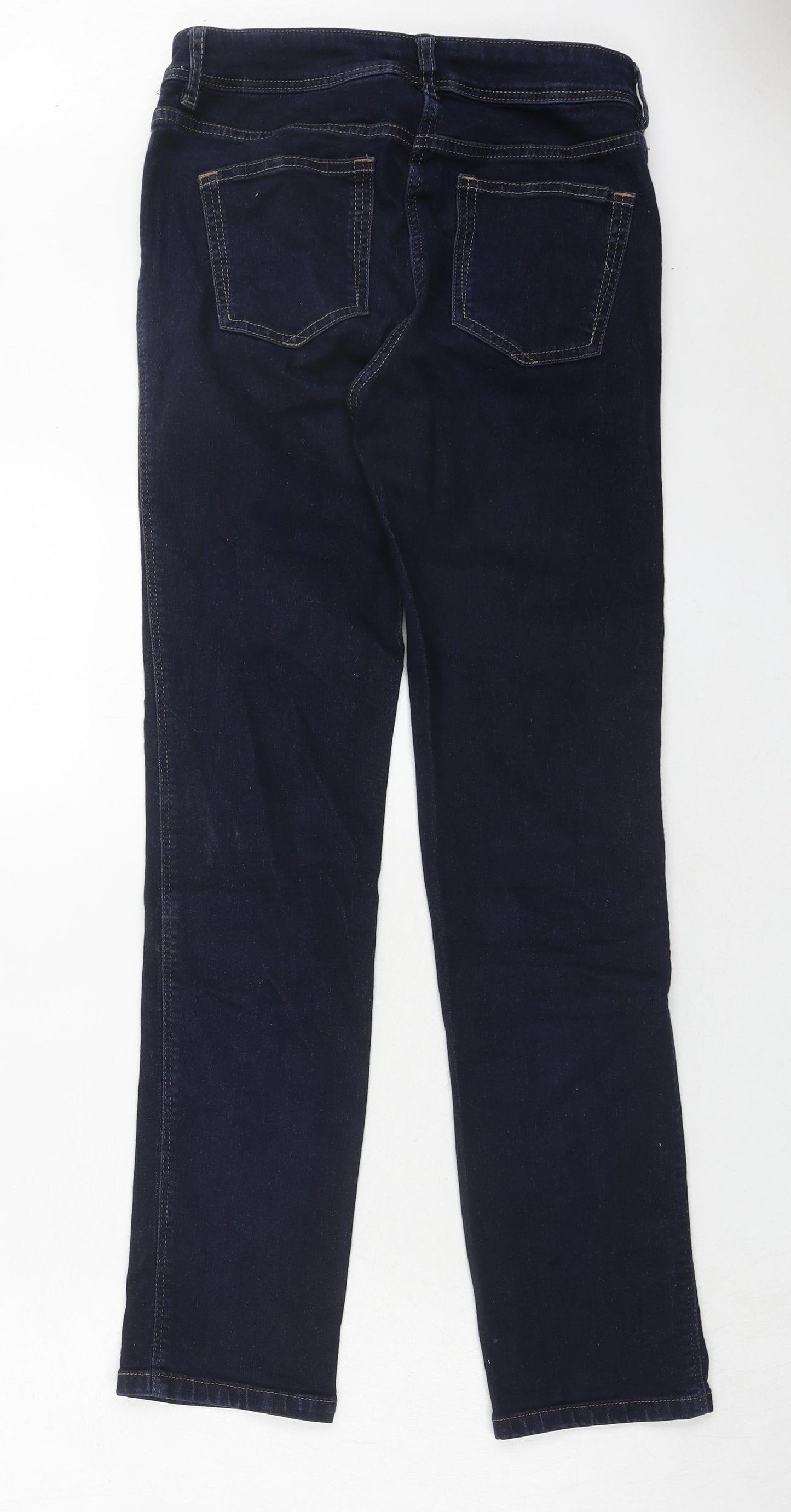 NEXT Womens Blue Cotton Straight Jeans Size 8 Slim Zip