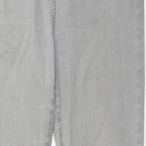 Per Una Womens Grey Cotton Straight Jeans Size 14 Regular Zip