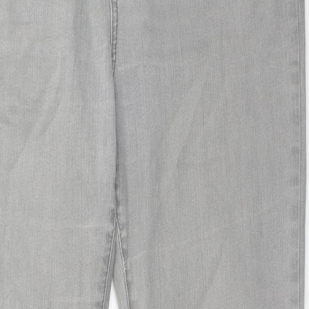 Per Una Womens Grey Cotton Straight Jeans Size 14 Regular Zip