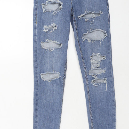 Topshop Womens Blue Cotton Skinny Jeans Size 26 in L32 in Regular Zip