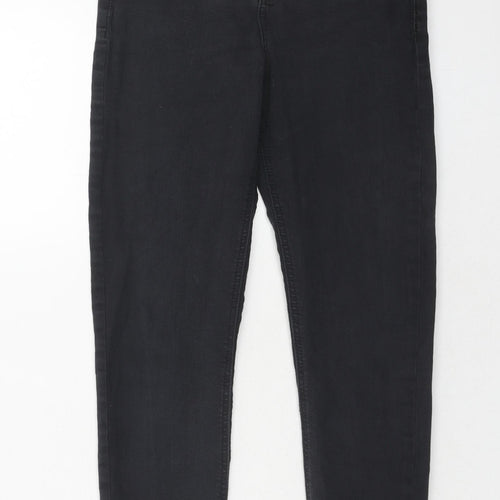 Topshop Womens Black Cotton Skinny Jeans Size 26 in L30 in Regular Zip