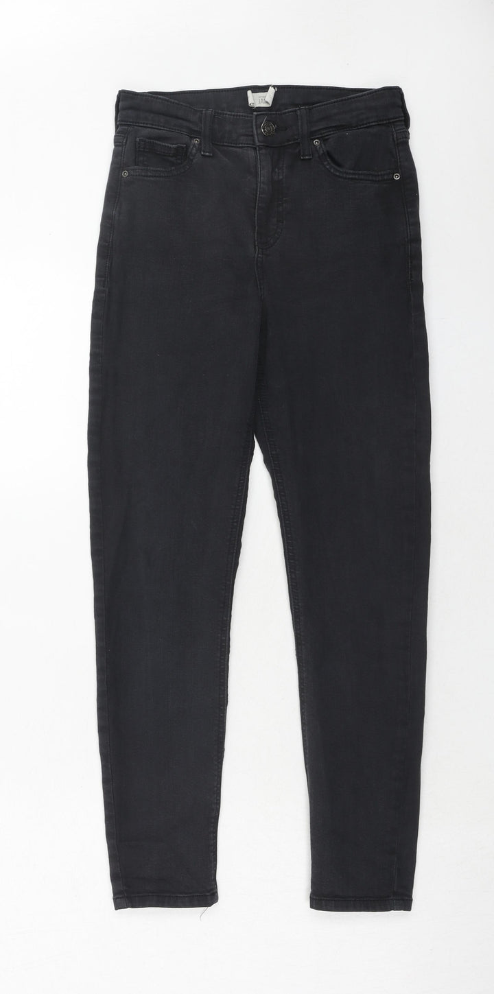 Topshop Womens Black Cotton Skinny Jeans Size 26 in L30 in Regular Zip