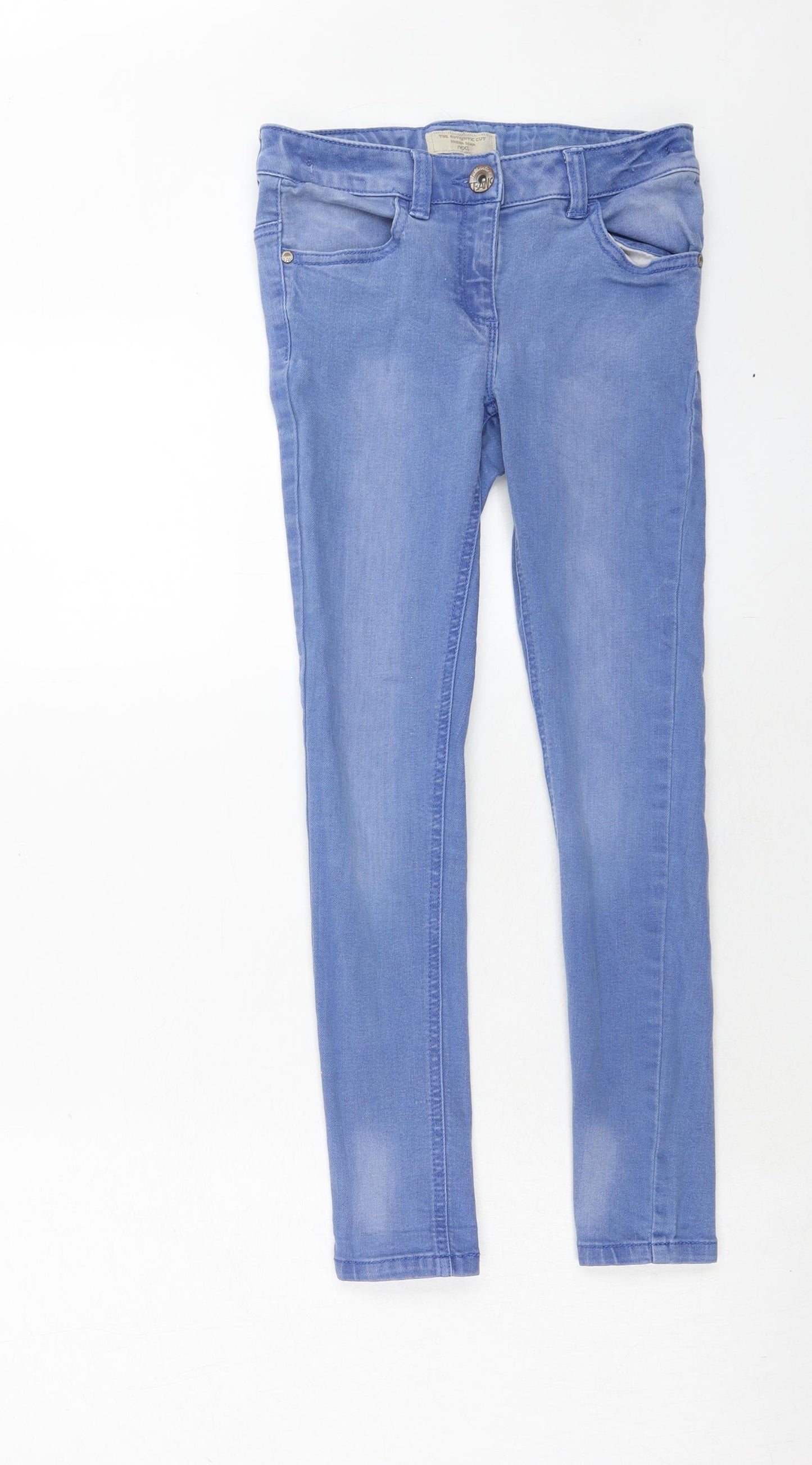 NEXT Girls Blue Cotton Skinny Jeans Size 10 Years Regular Zip