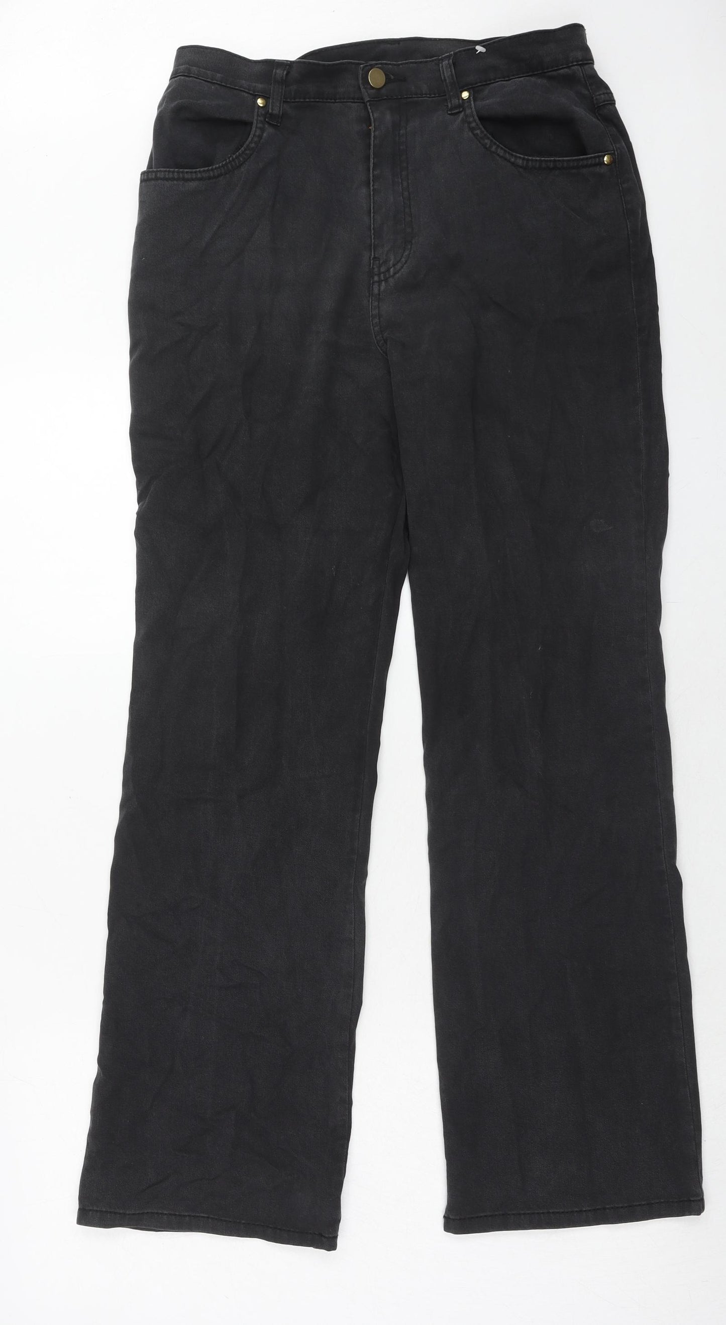 Marks and Spencer Womens Black Cotton Bootcut Jeans Size 12 Regular Zip