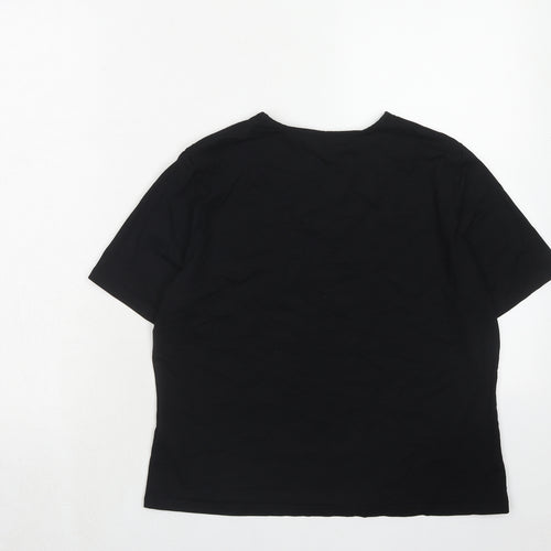 Marks and Spencer Womens Black Viscose Basic Blouse Size 14 V-Neck