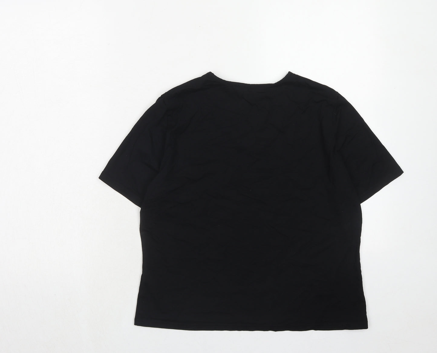 Marks and Spencer Womens Black Viscose Basic Blouse Size 14 V-Neck