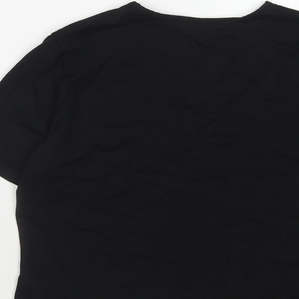 Marks and Spencer Womens Black Viscose Basic Blouse Size 14 V-Neck