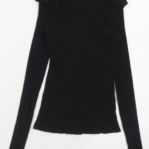 Zara Womens Blue Cotton Basic T-Shirt Size S Round Neck
