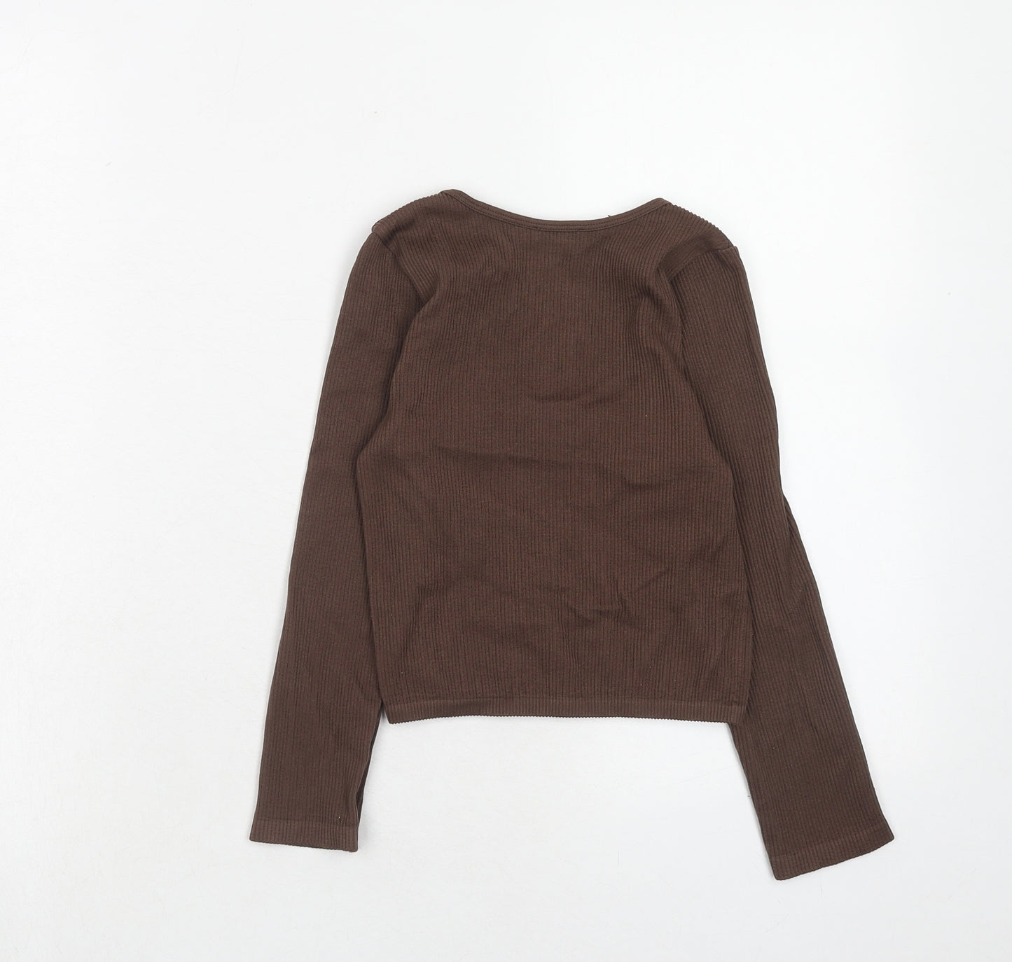 Zara Womens Brown Polyester Basic T-Shirt Size XS Round Neck