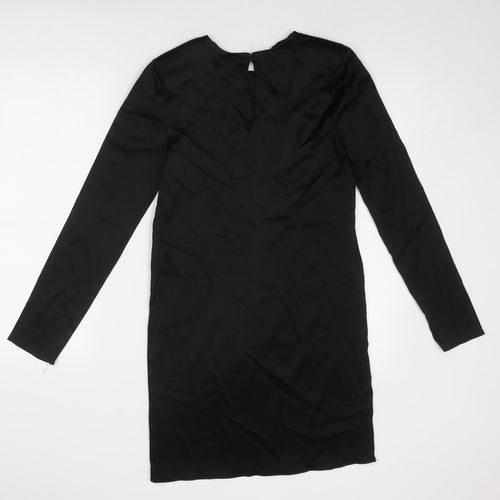 Zara Womens Black Polyester Mini Size M Boat Neck Button