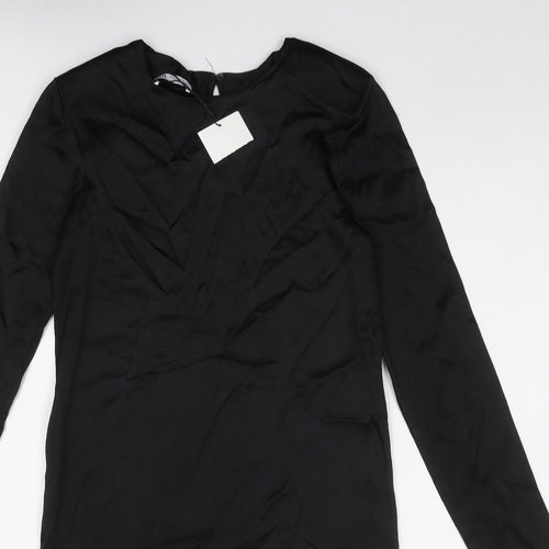 Zara Womens Black Polyester Mini Size M Boat Neck Button
