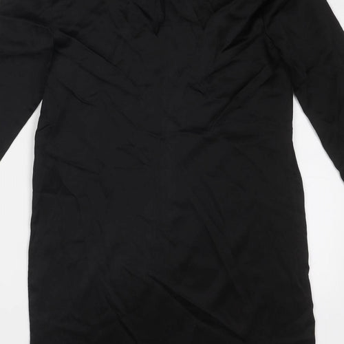 Zara Womens Black Polyester Mini Size M Boat Neck Button