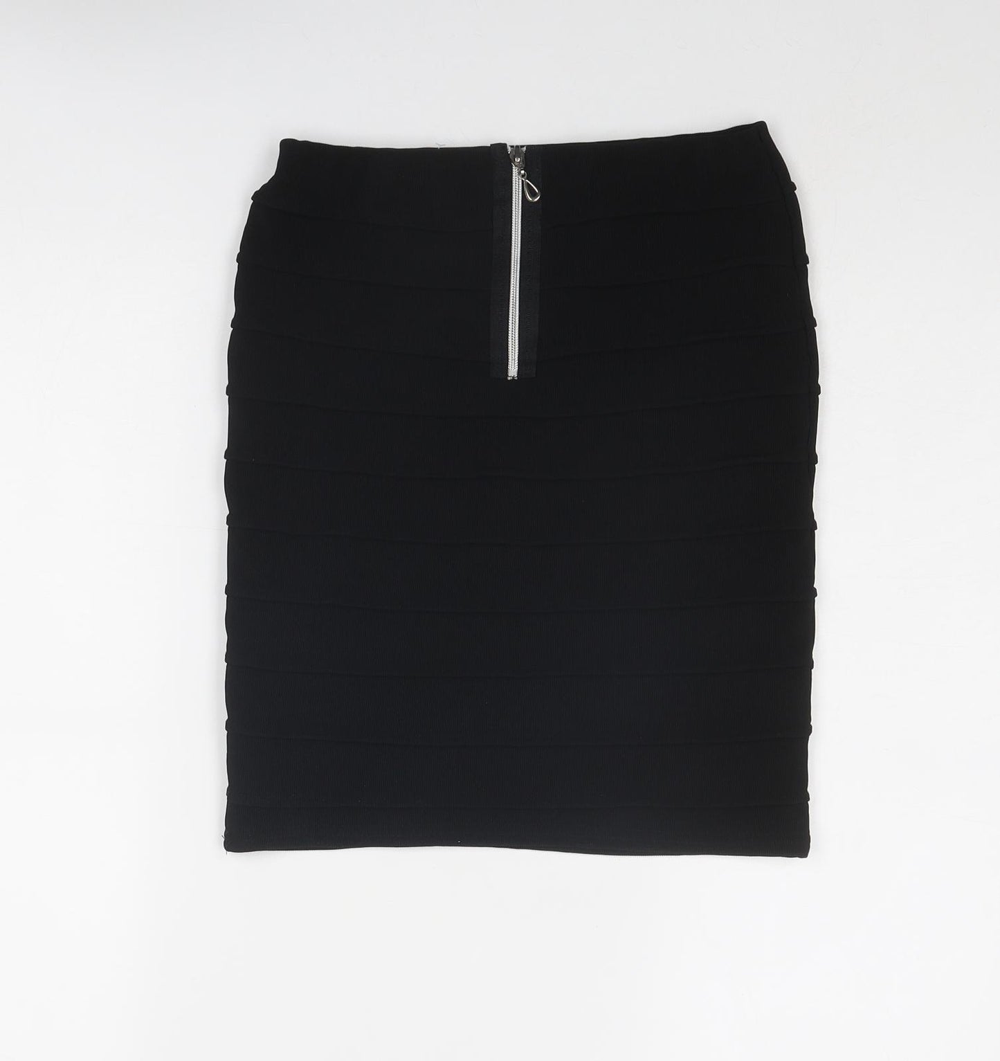 New Look Womens Black Polyester Bandage Skirt Size 10 Zip