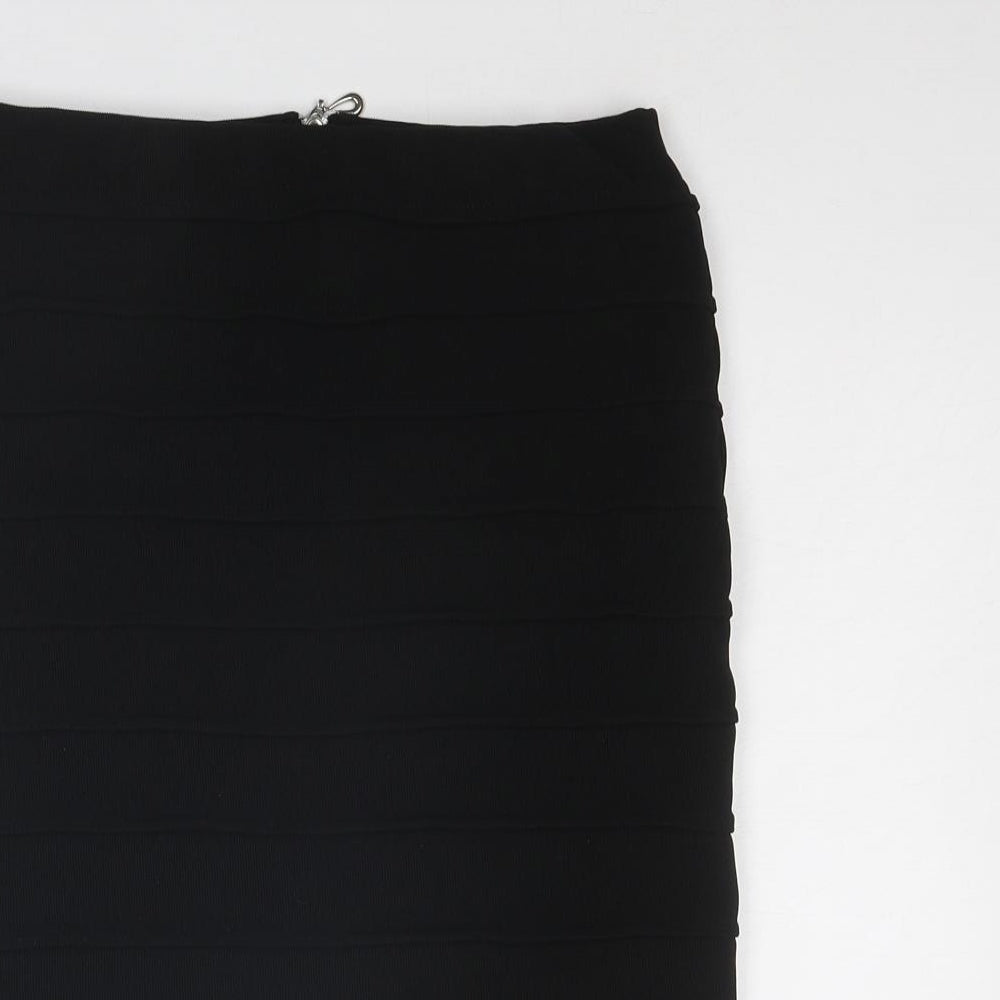New Look Womens Black Polyester Bandage Skirt Size 10 Zip