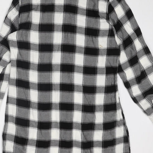 So Fabulous Womens Black Plaid Viscose Shirt Dress Size 14 Collared Button