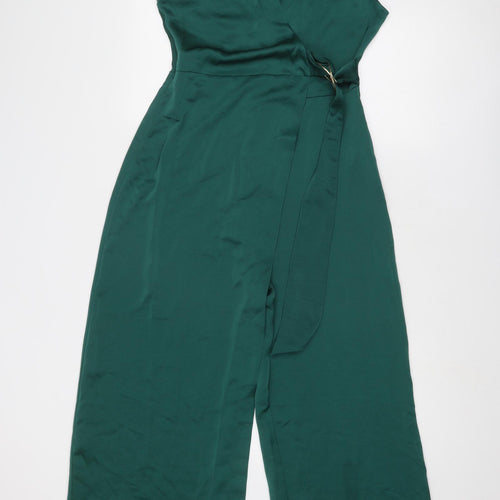 Zara Womens Green Polyester Jumpsuit One-Piece Size M Zip