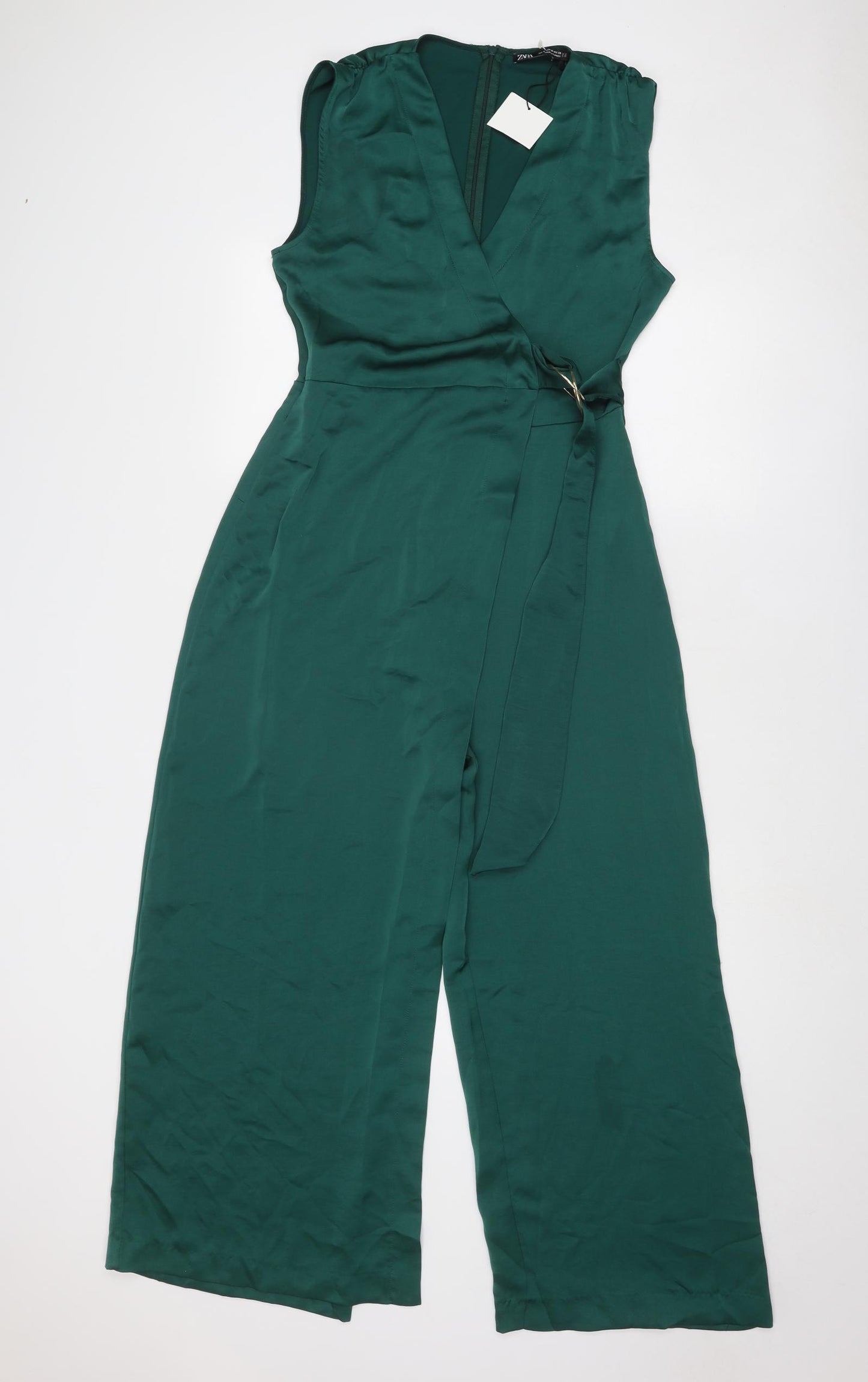 Zara Womens Green Polyester Jumpsuit One-Piece Size M Zip