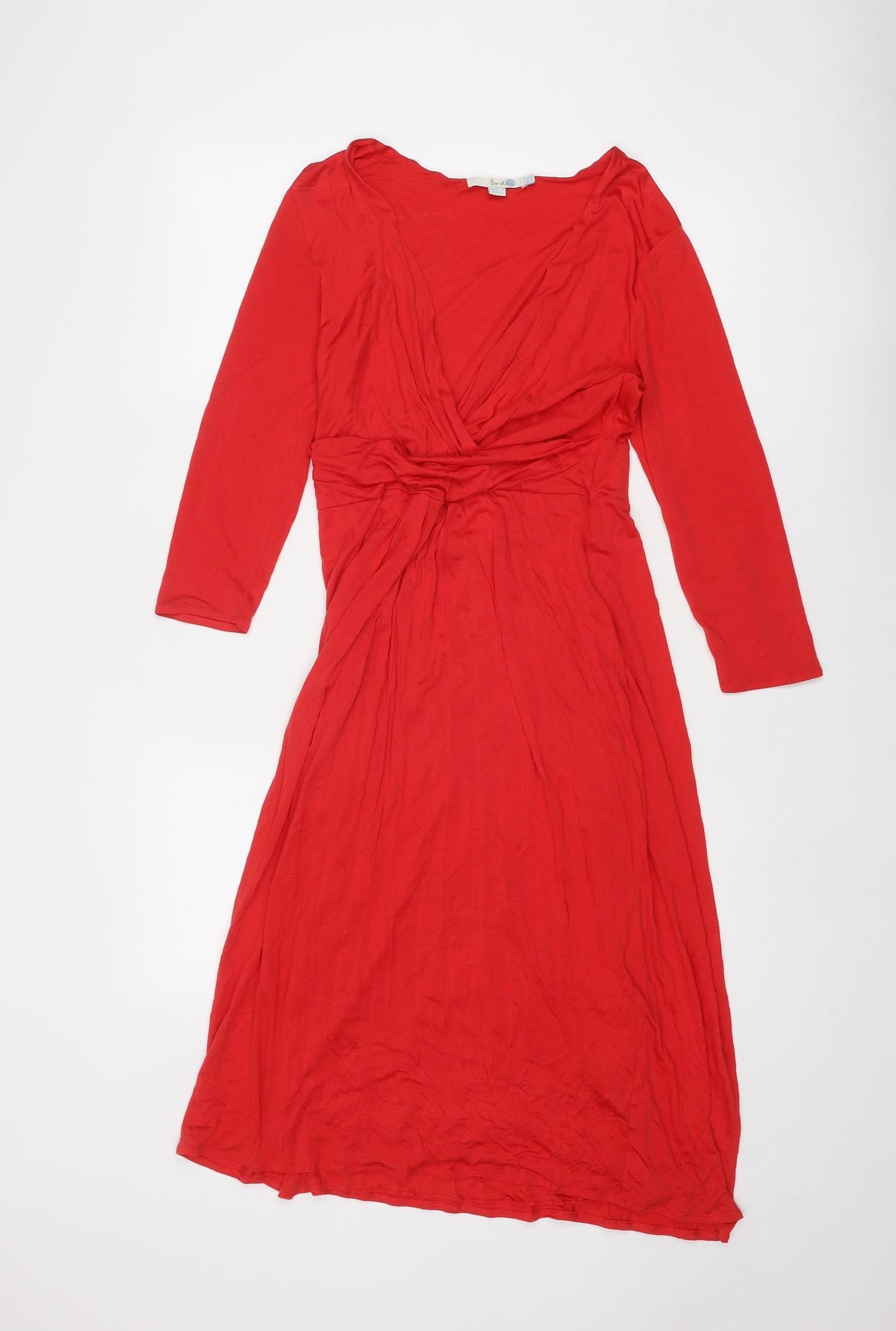 Boden Womens Red Lyocell A-Line Size 12 V-Neck Pullover - Front Detail