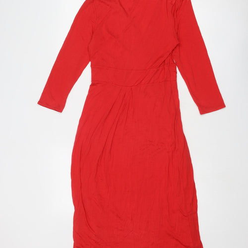 Boden Womens Red Lyocell A-Line Size 12 V-Neck Pullover - Front Detail