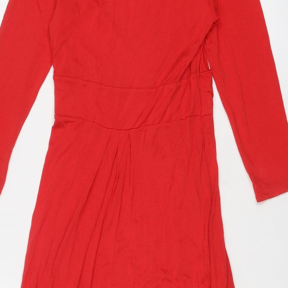 Boden Womens Red Lyocell A-Line Size 12 V-Neck Pullover - Front Detail