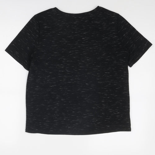 New Look Womens Black Polyester Basic T-Shirt Size 10 Boat Neck - Marled