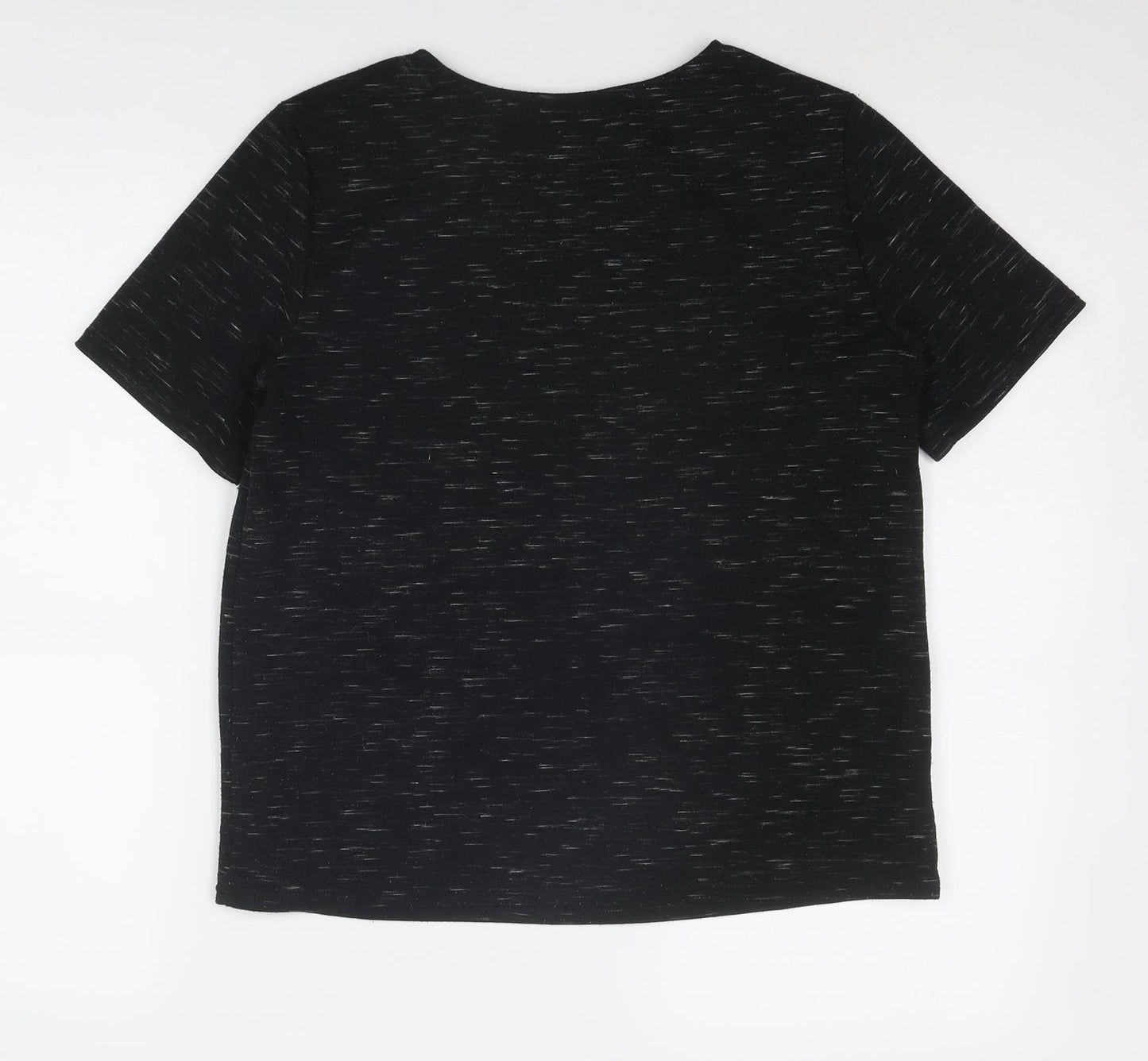 New Look Womens Black Polyester Basic T-Shirt Size 10 Boat Neck - Marled