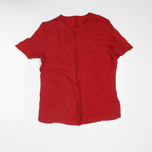 St Michael Womens Red Polyester Basic T-Shirt Size 12 Round Neck