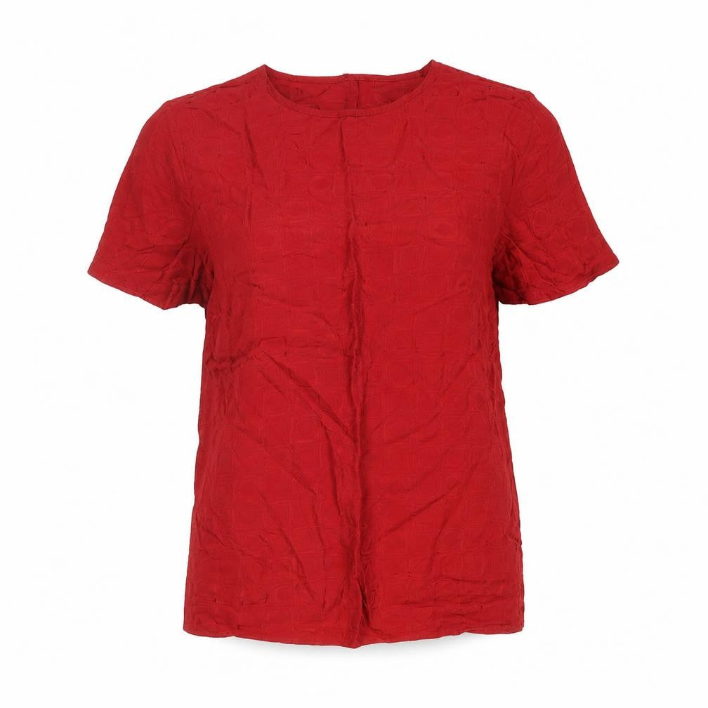 St Michael Womens Red Polyester Basic T-Shirt Size 12 Round Neck