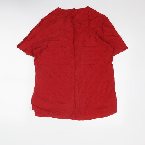 St Michael Womens Red Polyester Basic T-Shirt Size 12 Round Neck
