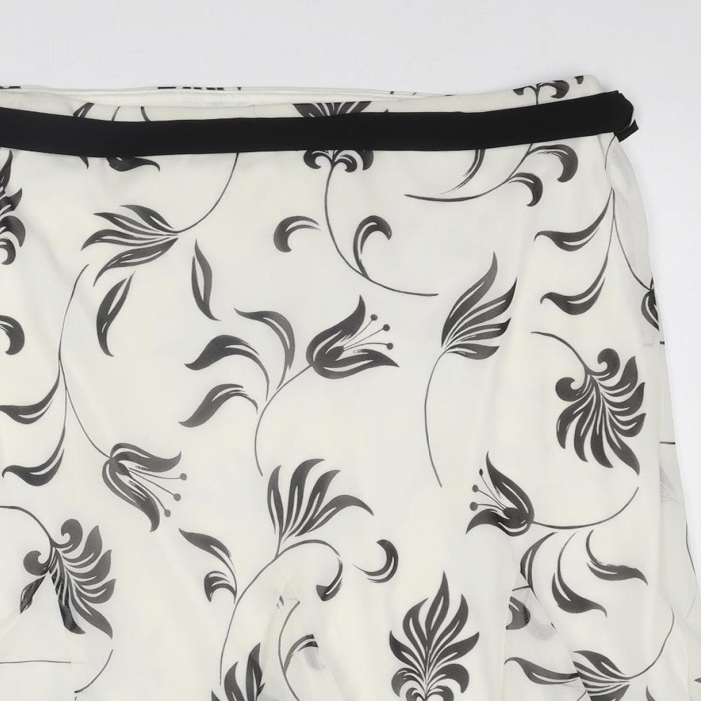BHS Womens Ivory Floral Polyester Swing Skirt Size 32 in