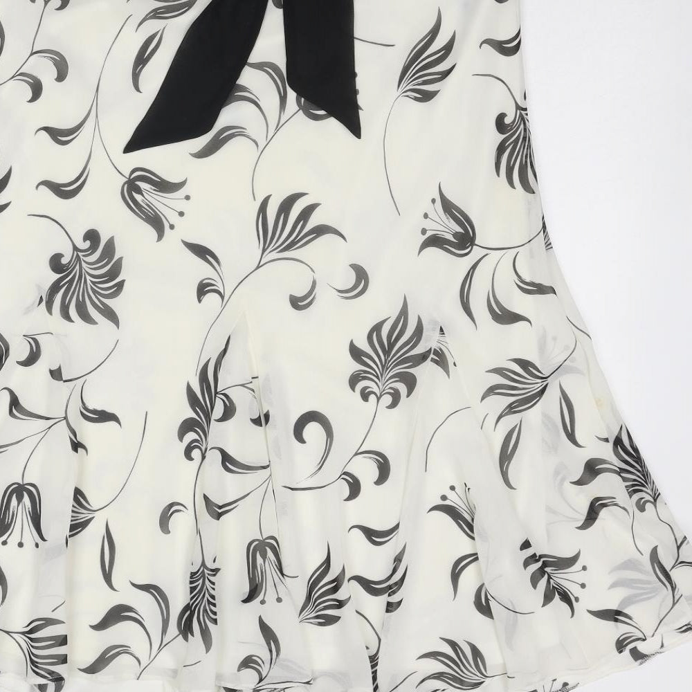 BHS Womens Ivory Floral Polyester Swing Skirt Size 32 in
