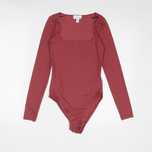 Topshop Womens Pink Polyester Bodysuit One-Piece Size 8 Snap